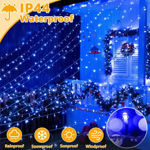 Blue Halloween Christmas Lights Outdoor 262ft | Ollny